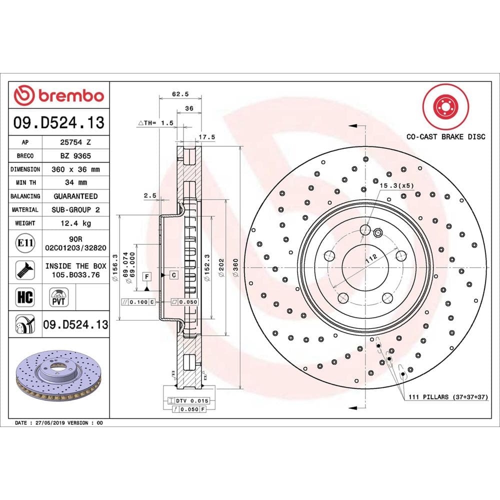 Disc frana BREMBO 09.D524.13