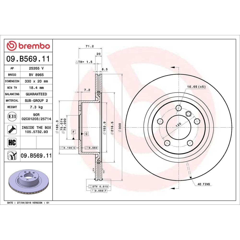 Disc frana BREMBO 09.B569.11