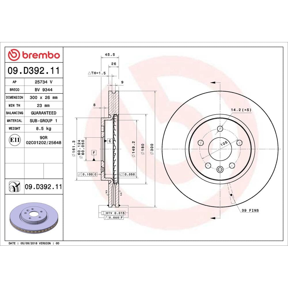 Disc frana BREMBO 09.D392.11