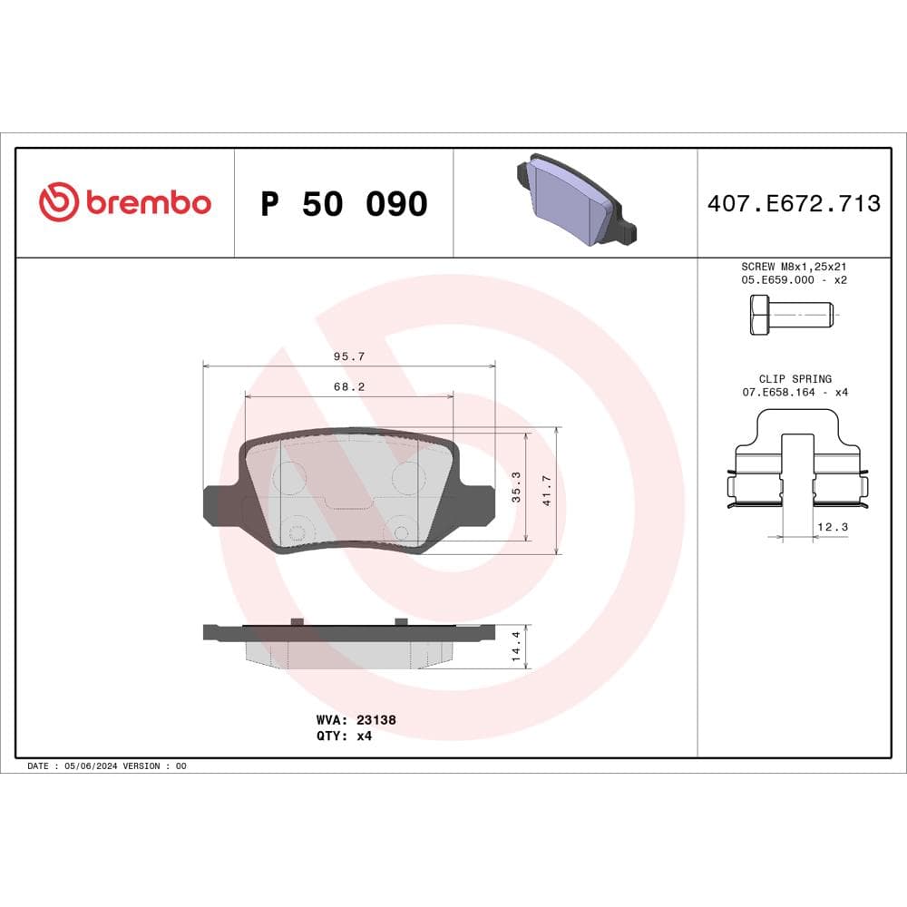 Set placute frana disc BREMBO P 50 090