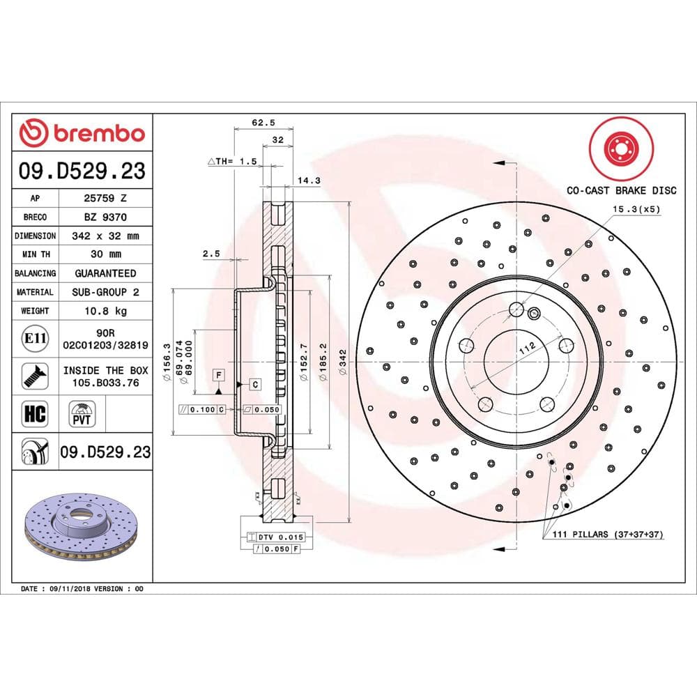 Disc frana BREMBO 09.D529.23