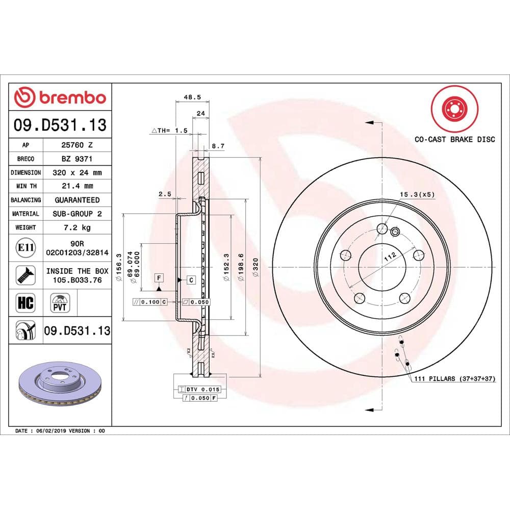 Disc frana BREMBO 09.D531.13