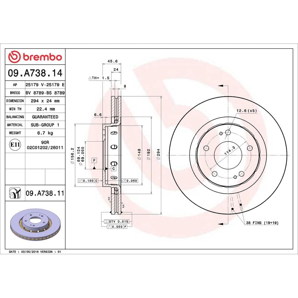 Disc frana BREMBO 09.A738.11