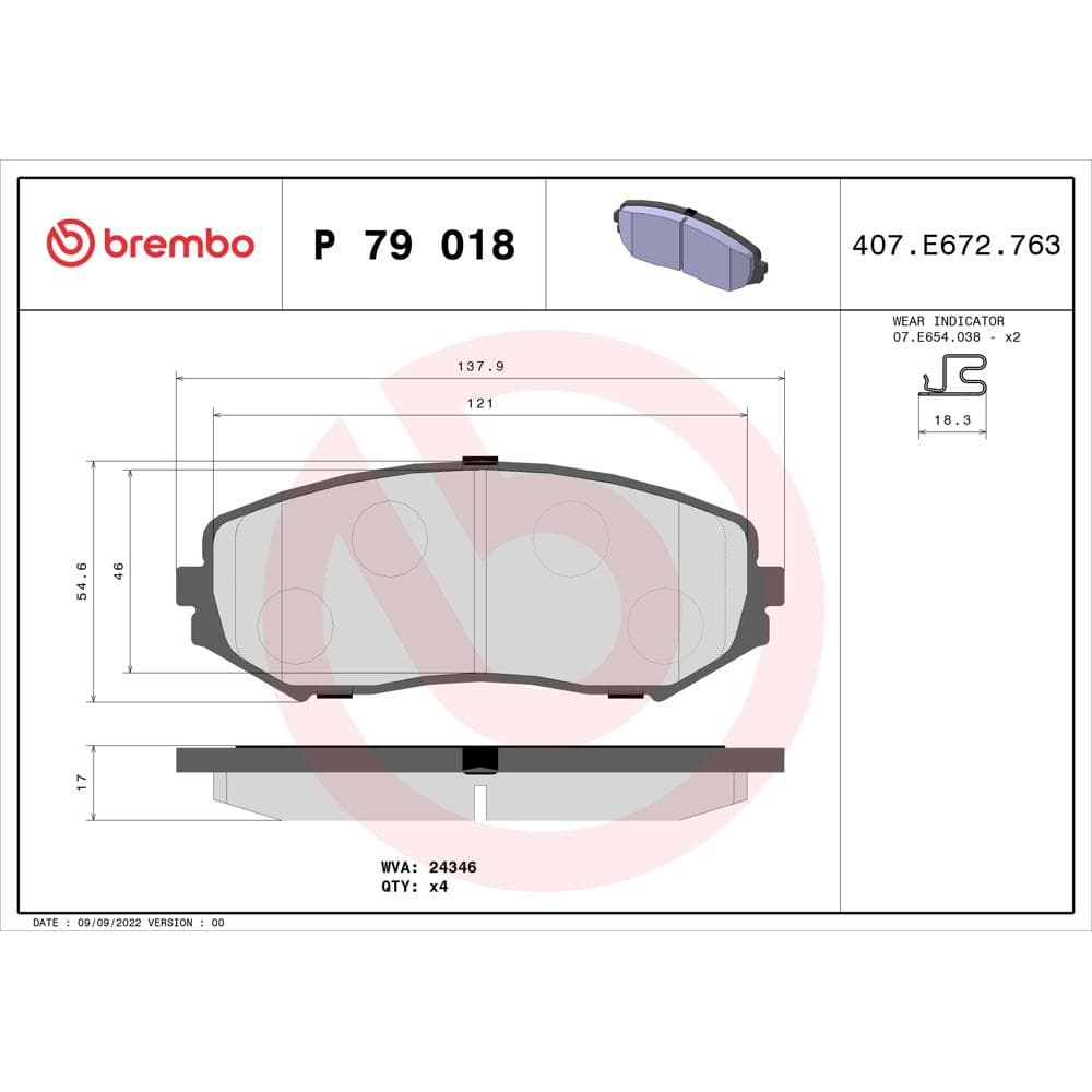 Set placute frana disc BREMBO P 79 018