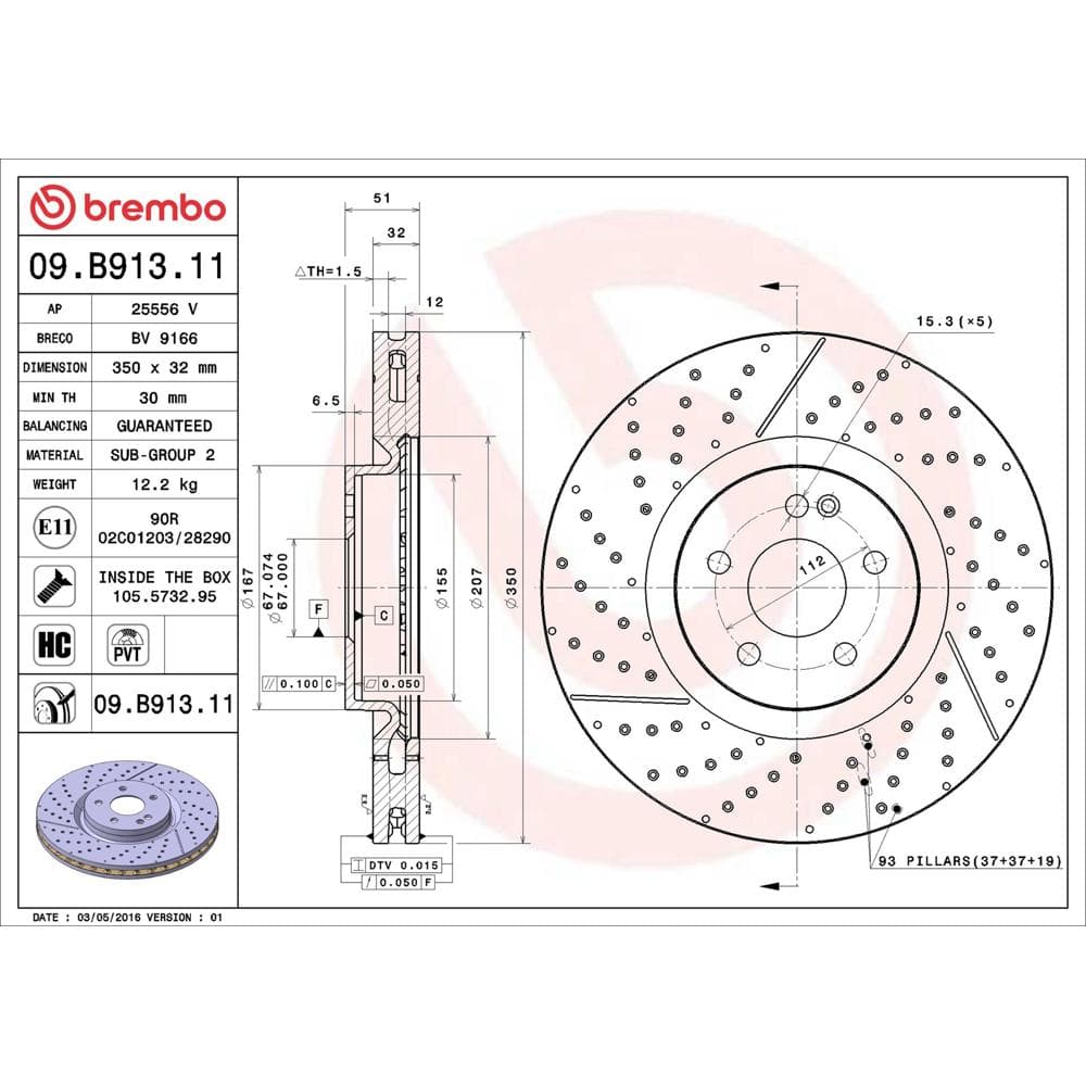 Disc frana BREMBO 09.B913.11
