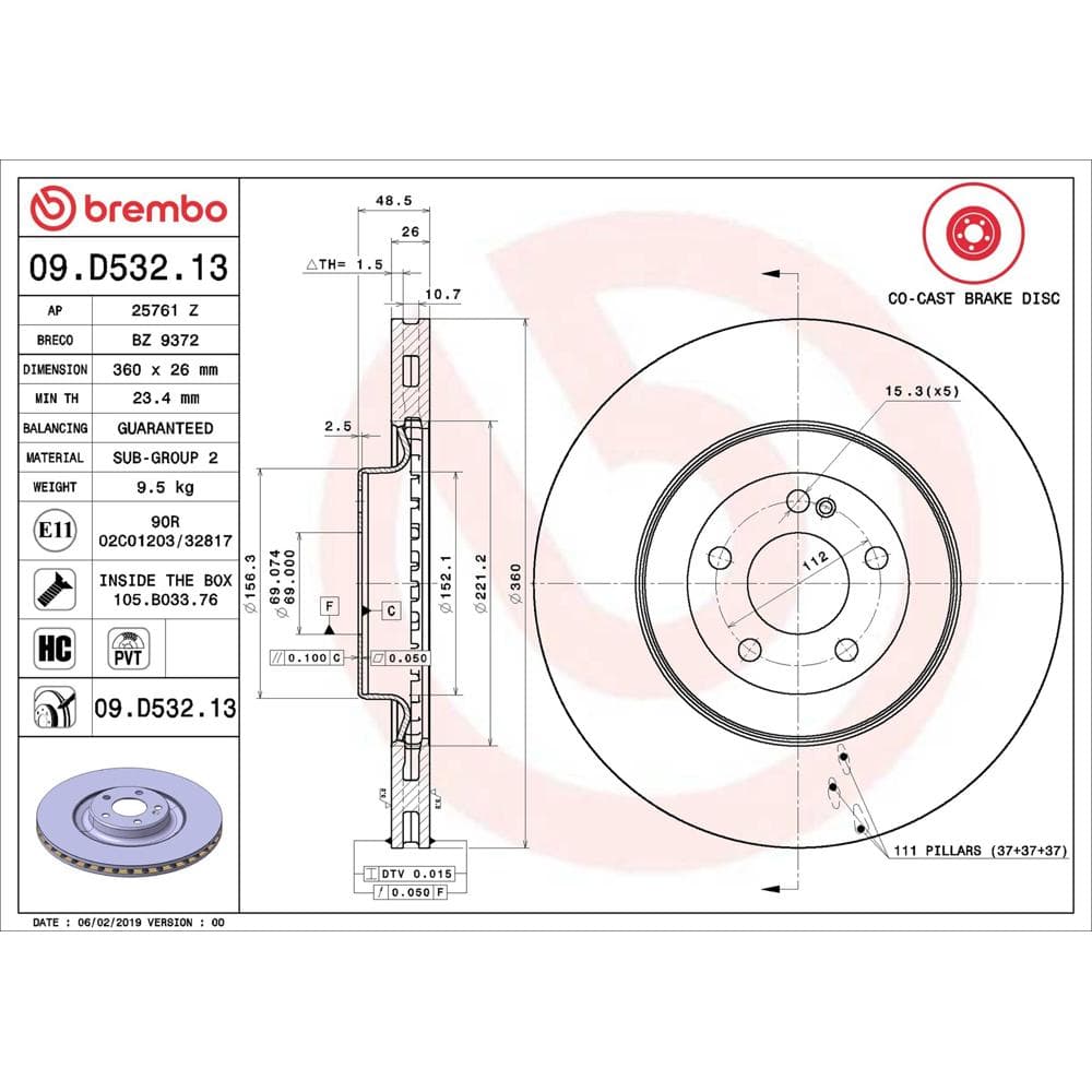 Disc frana BREMBO 09.D532.13