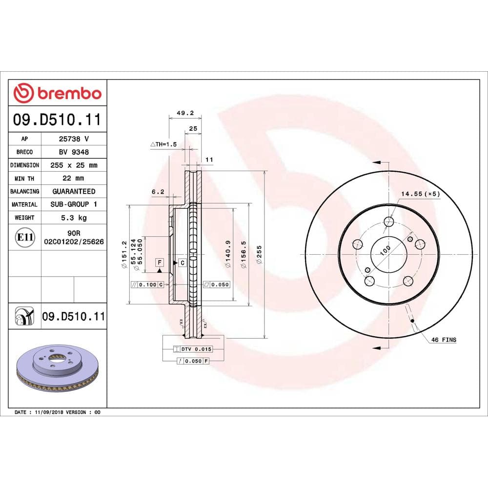 Disc frana BREMBO 09.D510.11