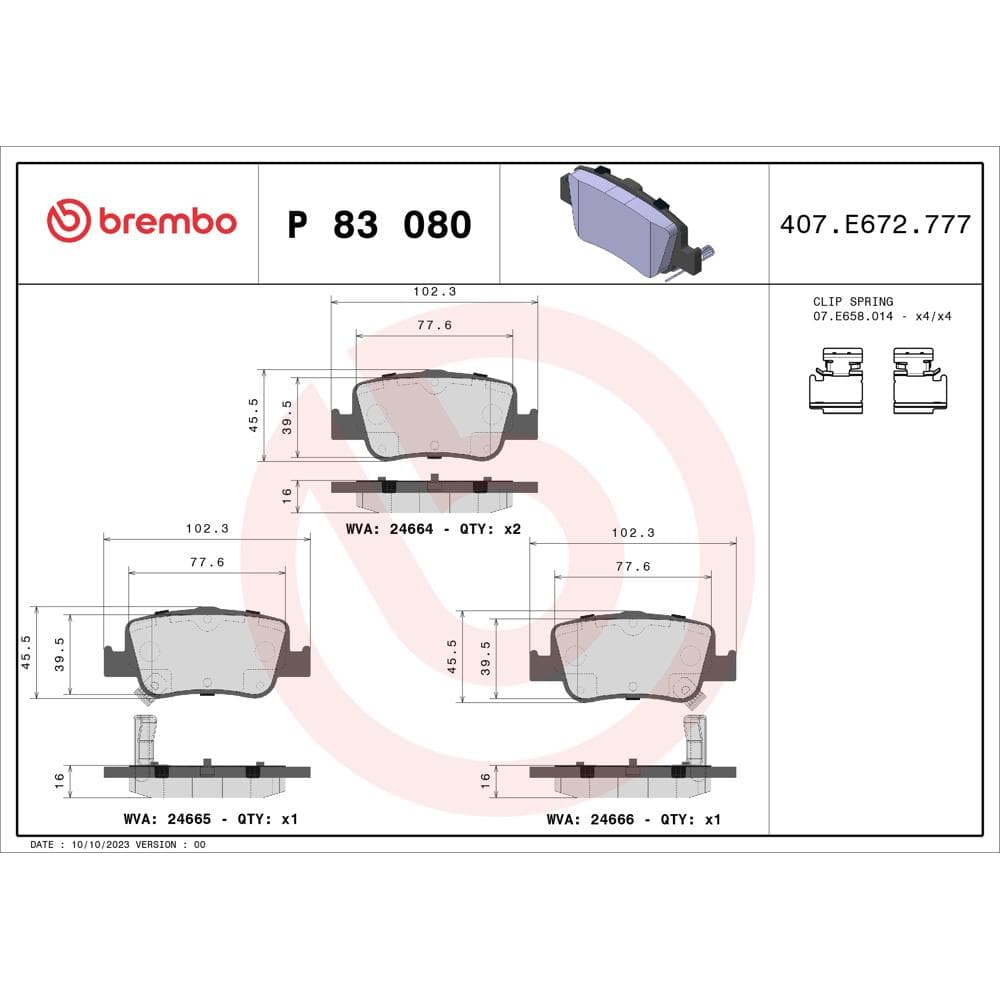 Set placute frana disc BREMBO P 83 080