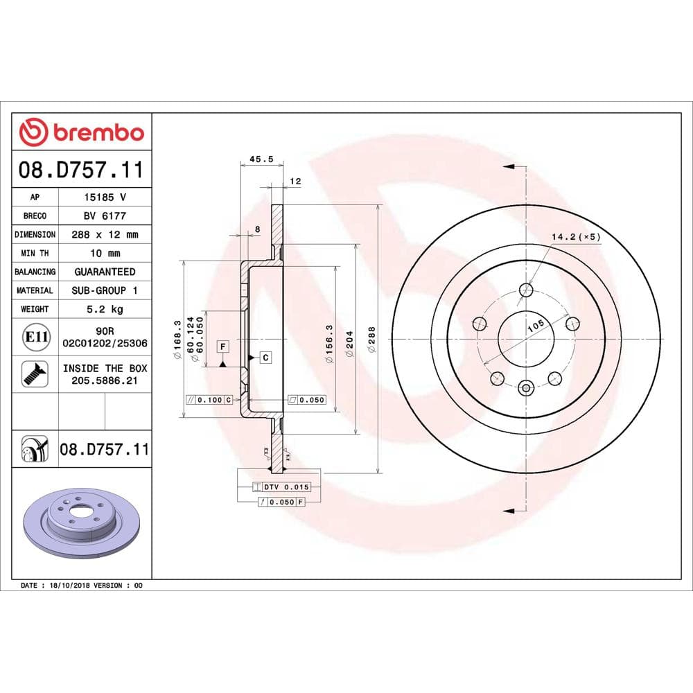 Disc frana BREMBO 08.D757.11