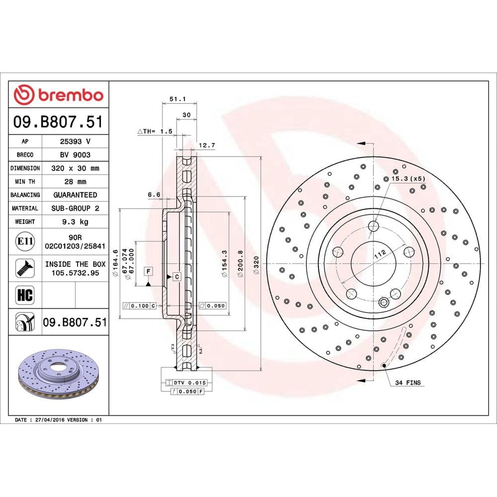 Disc frana BREMBO 09.B807.51