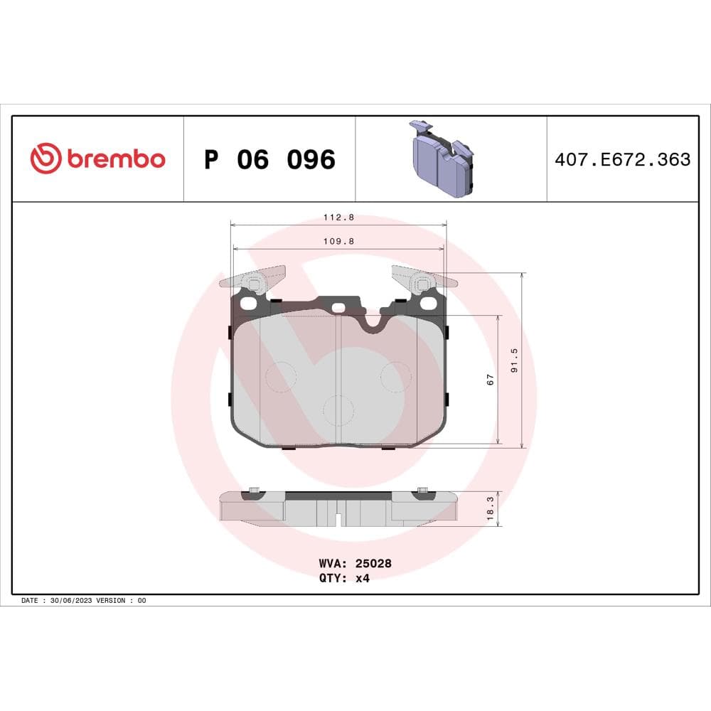 Set placute frana disc BREMBO P 06 096