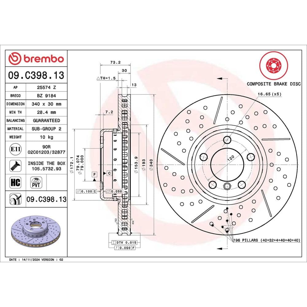 Disc frana BREMBO 09.C398.13