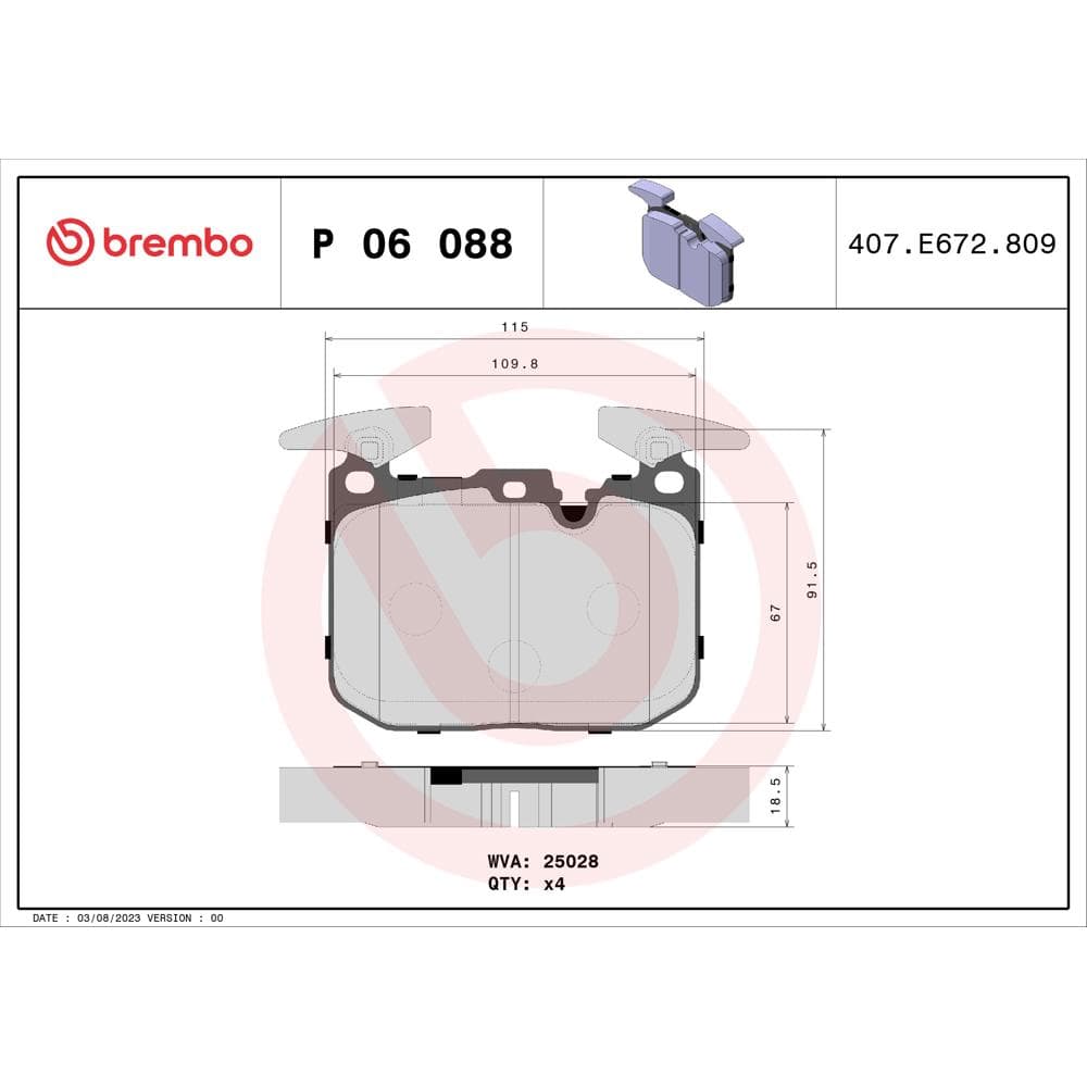 Set placute frana disc BREMBO P 06 088