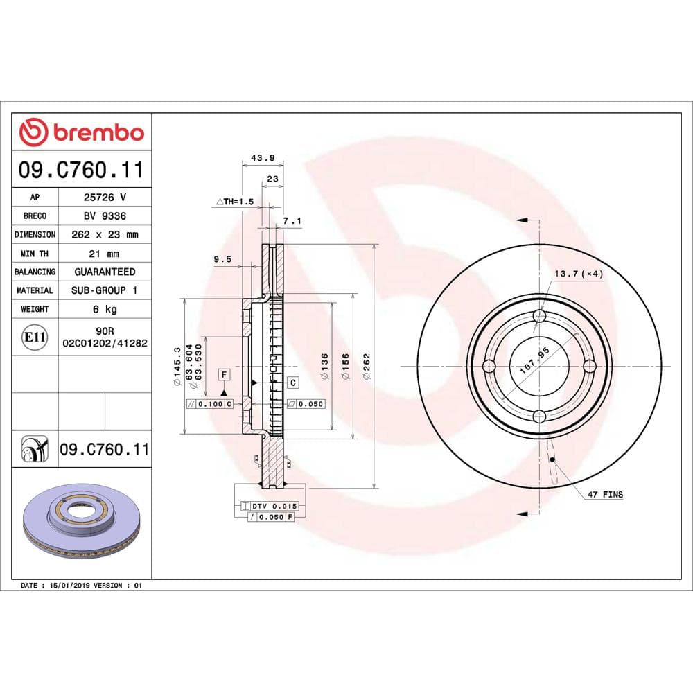 Disc frana BREMBO 09.C760.11