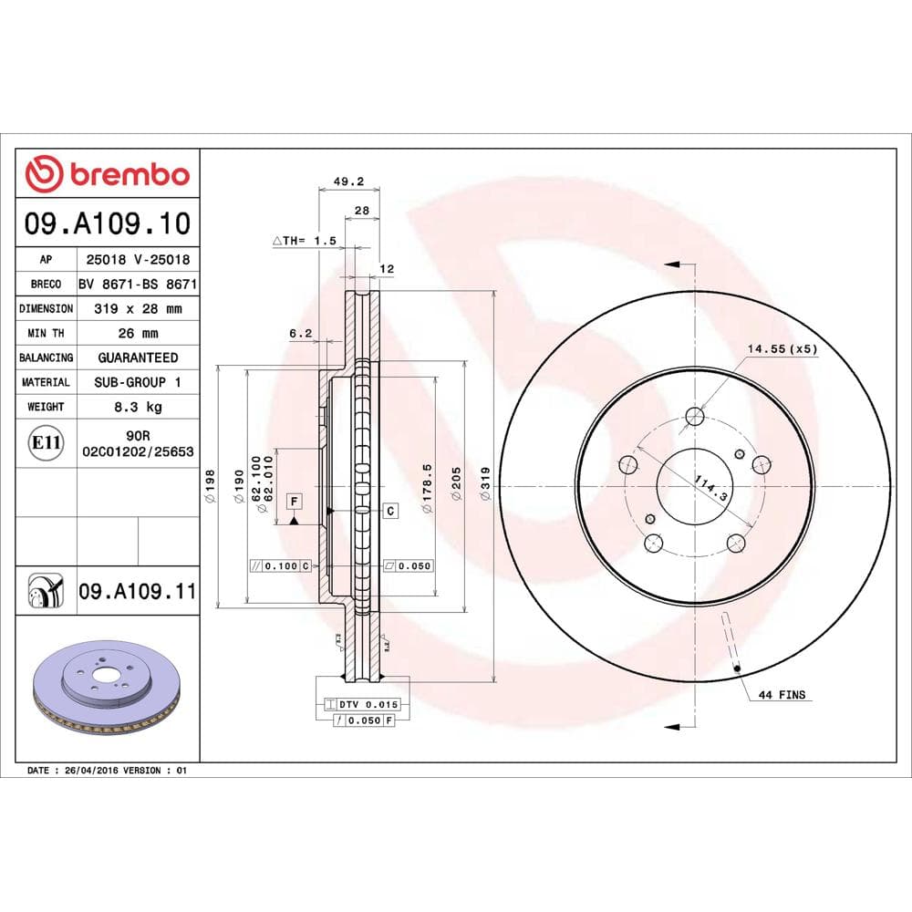 Disc frana BREMBO 09.A109.11