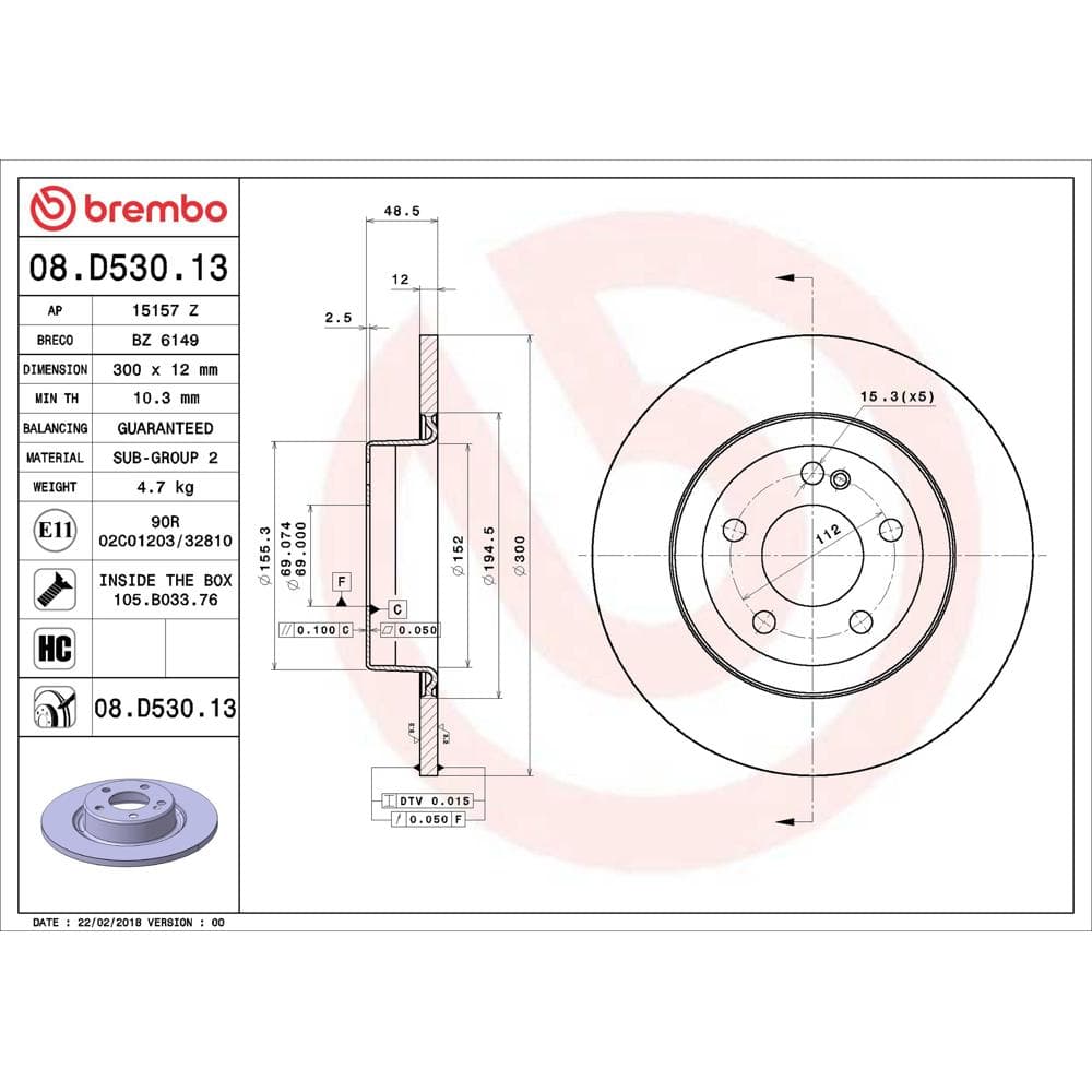 Disc frana BREMBO 08.D530.13