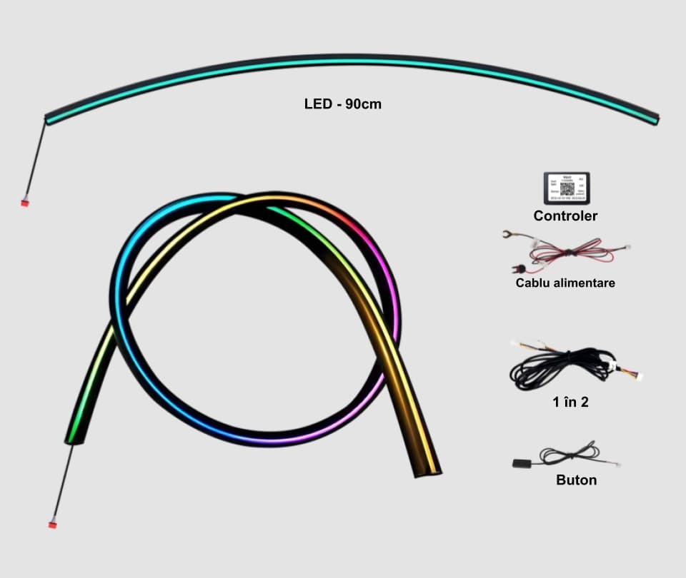 Lumini ambientale Universale pentru Parbiz , RGB Acrilice 2 in 1 Dinamice cu efect symphony, Control din Aplicatie Bluetooth / Buton
