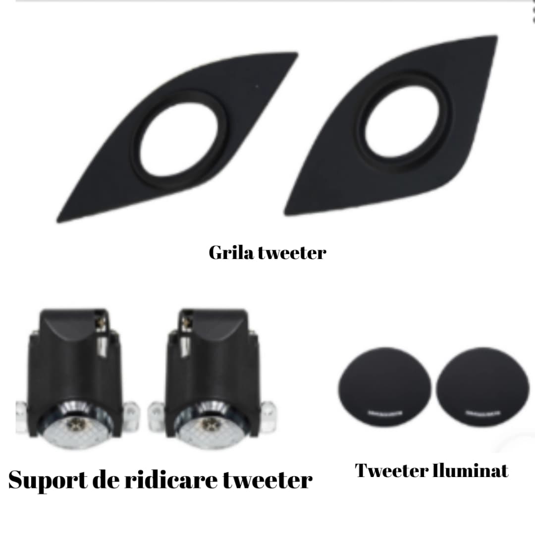 Tweetere rotative iluminate dedicate Audi Q5 80A 2018-2023, RGB Acrilice 3 in 1 Statice cu efect RGB, Control din Aplicatie Bluetooth