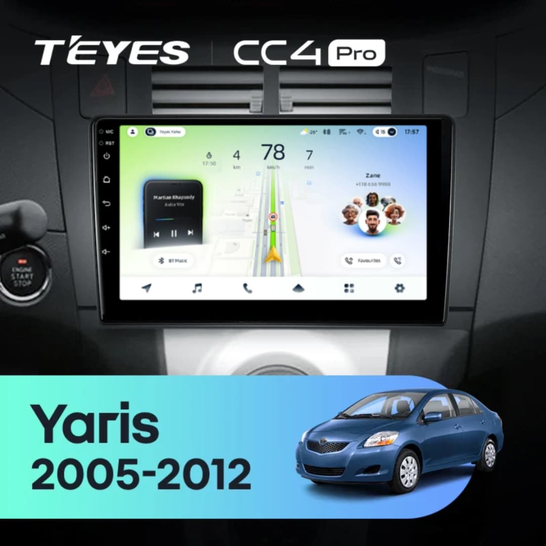 Navigatie Auto Teyes CC4L DTS Toyota Yaris 2005-2012 6+64GB 9" QLED Qualcomm 2Ghz, Android 4G Bluetooth 5.1 DSP