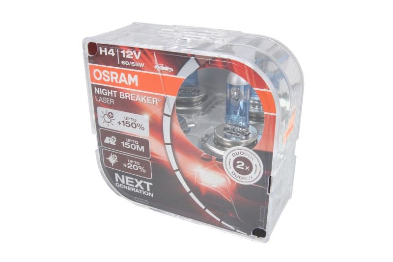 2X Bec Halogen H4 12V Far Auto Night Breaker Laser Osram