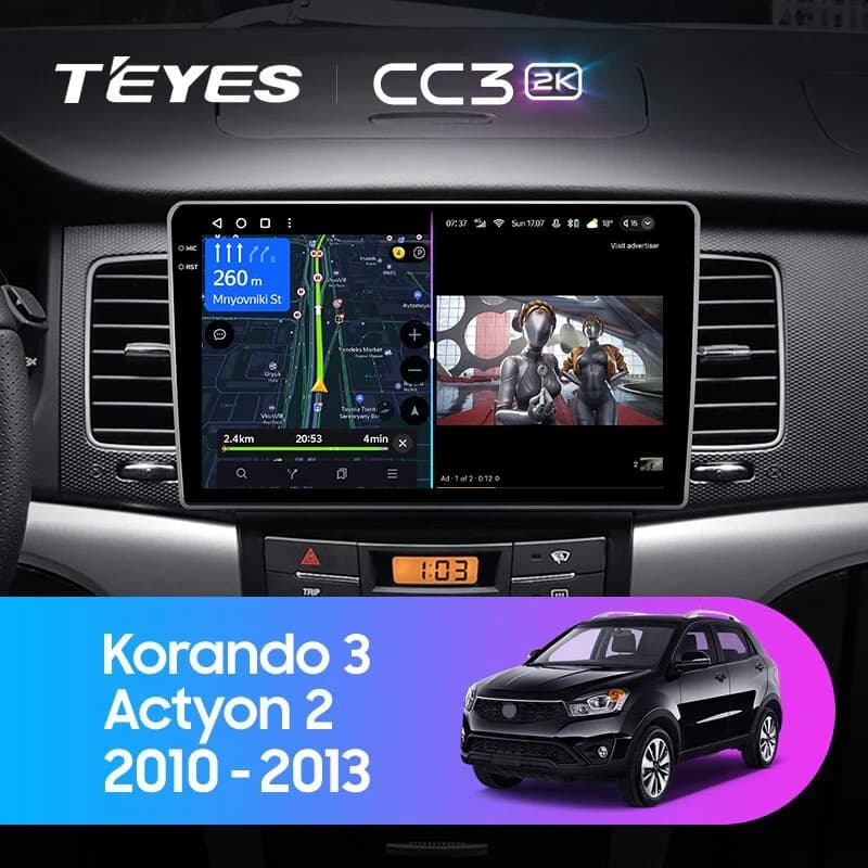 Navigatie Auto cu Asistenta AI Teyes CC4 PRO SsangYong Korando 3 2010-2013 8+128GB 9.5" QLED, Android 13, 5G, 7.1 DSP, CarPlay