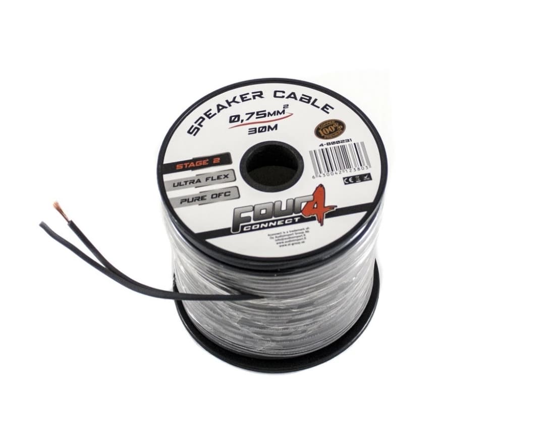 Cablu boxe Four Connect, 4-800231, Stage 2, Rola 30 M, 2 x 0.75 mm2, OFC
