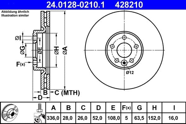 Disc frana ATE 24.0128-0210.1