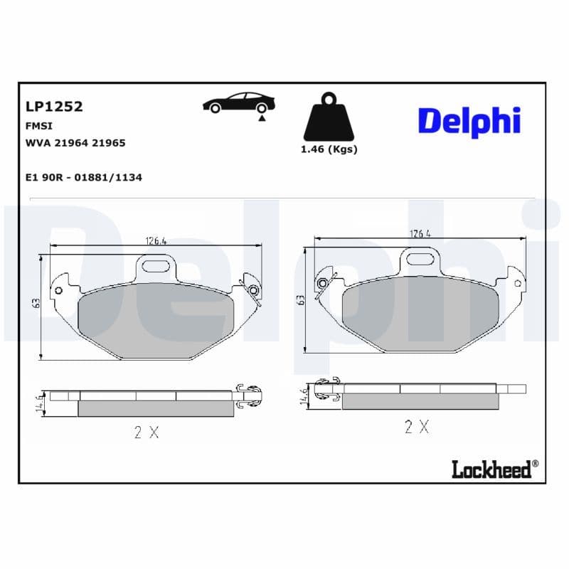 set placute frana,frana disc DELPHI LP1252