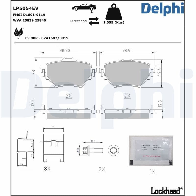 set placute frana,frana disc DELPHI LP5054EV
