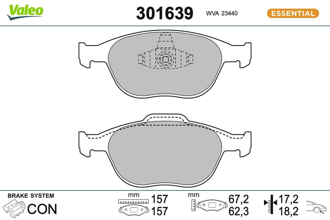 set placute frana,frana disc VALEO ESSENTIAL 301639
