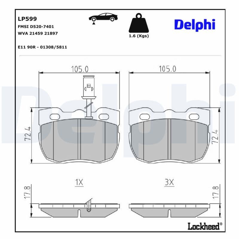 set placute frana,frana disc DELPHI LP599