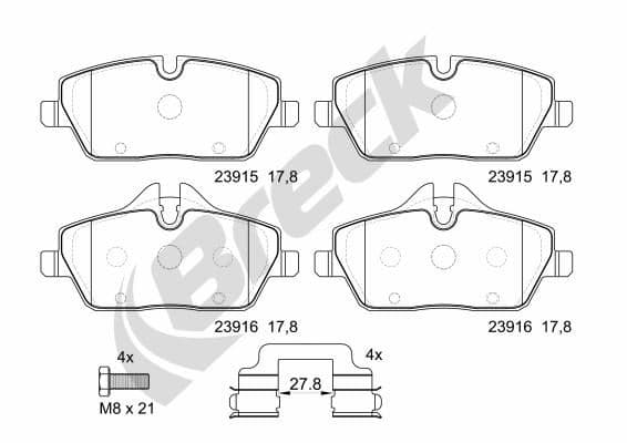 set placute frana,frana disc BRECK 23915 00 701 00