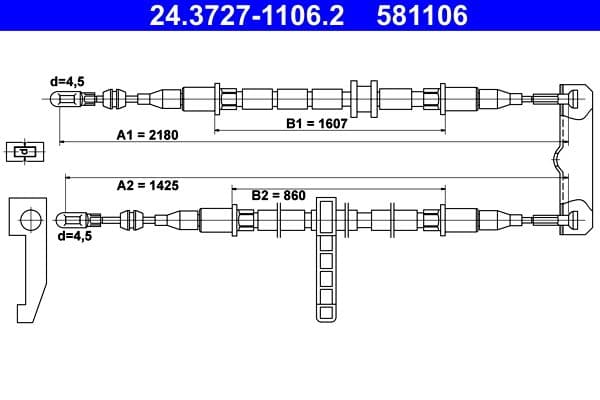 Cablu, frana de parcare ATE 24.3727-1106.2
