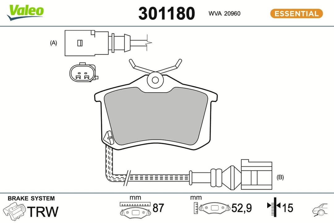 set placute frana,frana disc VALEO ESSENTIAL 301180
