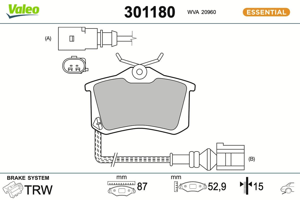 set placute frana,frana disc VALEO ESSENTIAL 301180