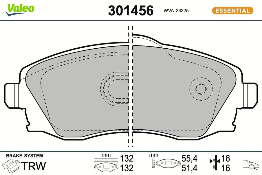 set placute frana,frana disc VALEO ESSENTIAL 301456