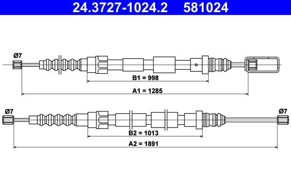 Cablu, frana de parcare ATE 24.3727-1024.2