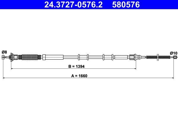 Cablu, frana de parcare ATE 24.3727-0576.2