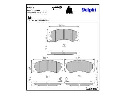 set placute frana,frana disc DELPHI LP964