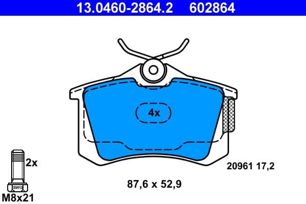 set placute frana,frana disc ATE 13.0460-2864.2