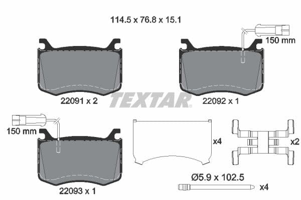 set placute frana,frana disc TEXTAR 2209101