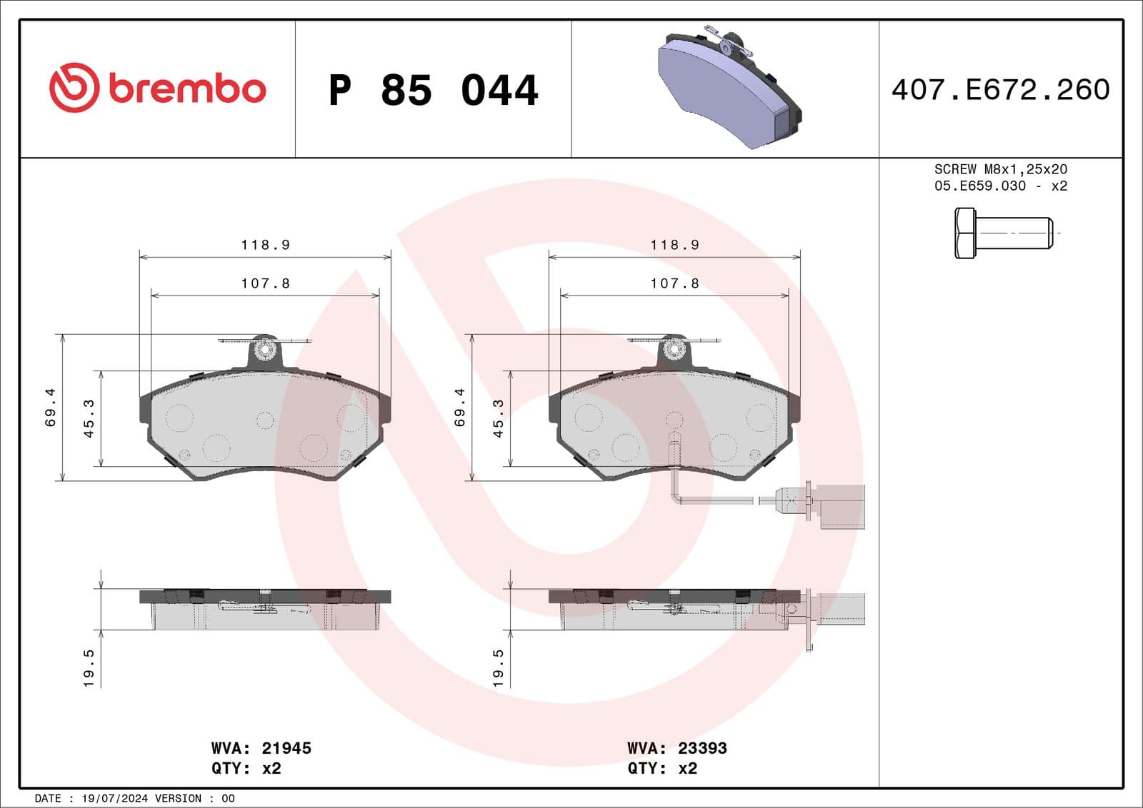 set placute frana,frana disc BREMBO PRIME LINE P 85 044