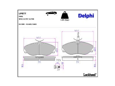 set placute frana,frana disc DELPHI LP877