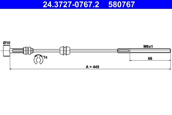 Cablu, frana de parcare ATE 24.3727-0767.2