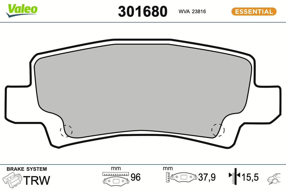 set placute frana,frana disc VALEO ESSENTIAL 301680