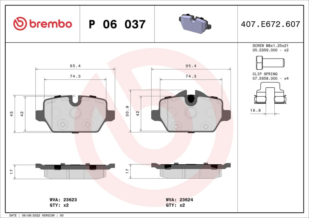 set placute frana,frana disc BREMBO PRIME LINE P 06 037