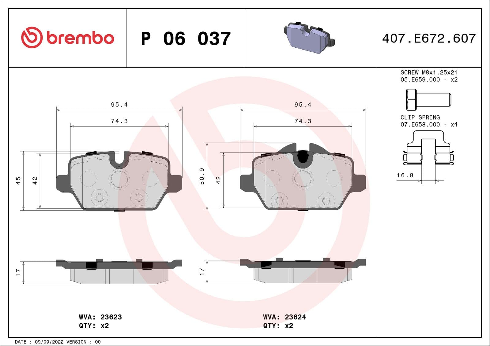 set placute frana,frana disc BREMBO PRIME LINE P 06 037