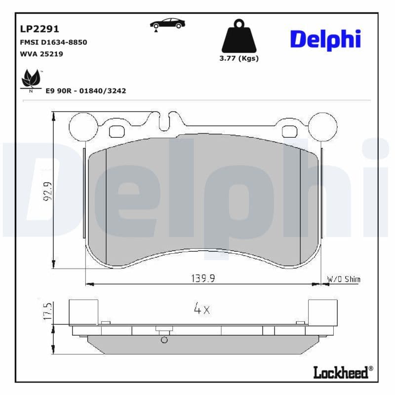 set placute frana,frana disc DELPHI LP2291