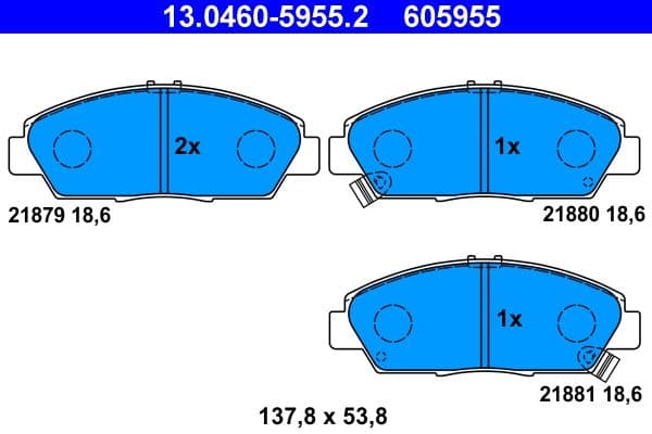 set placute frana,frana disc ATE 13.0460-5955.2