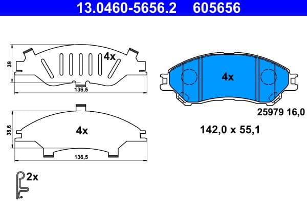 set placute frana,frana disc ATE 13.0460-5656.2